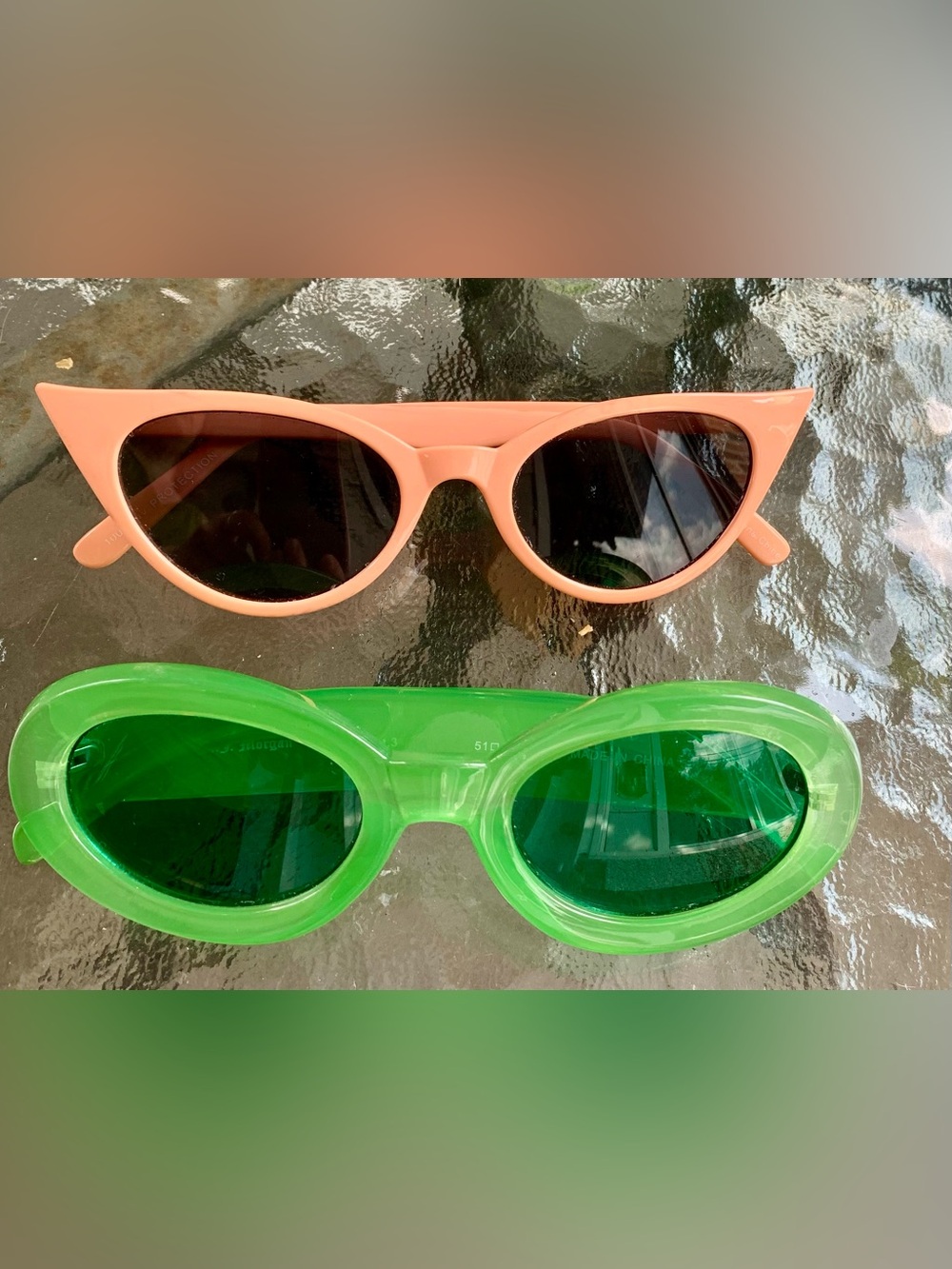 Bundle of two plastic sunglasses